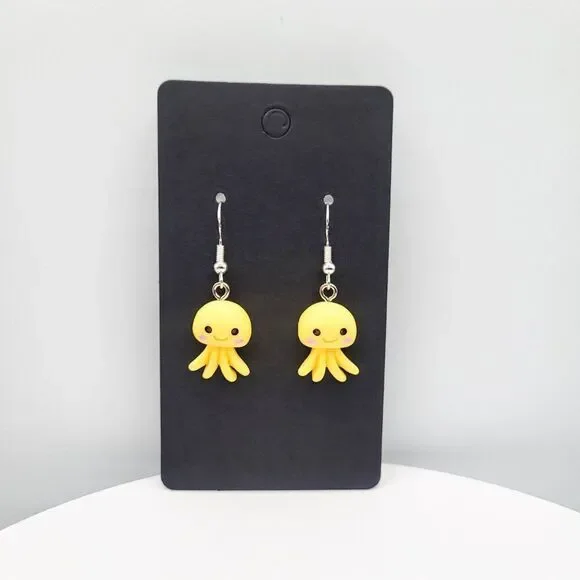 Yellow Octopus Earrings - Picture 1 of 3